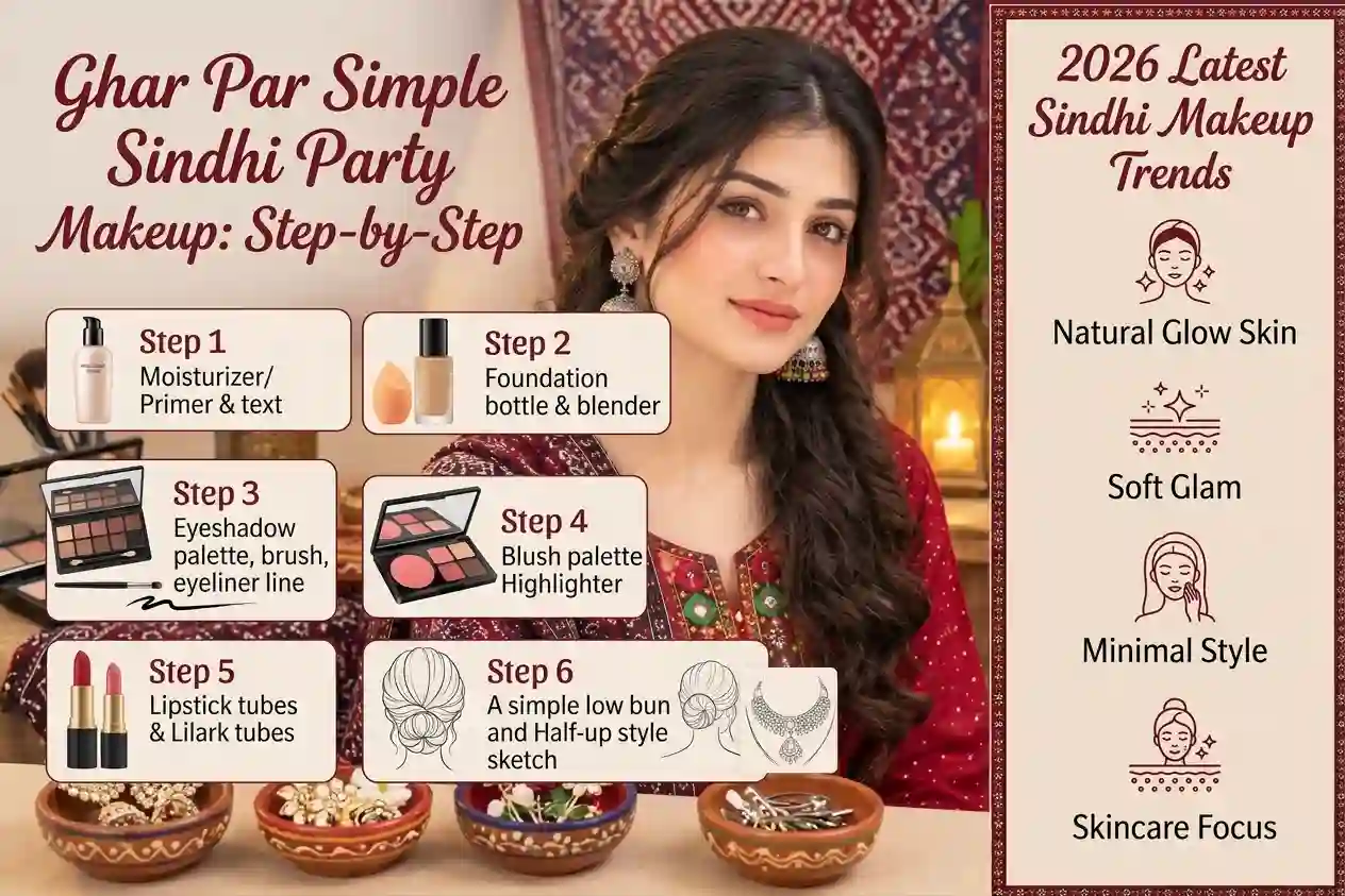 Ghar Par Simple Sindhi Party Makeup