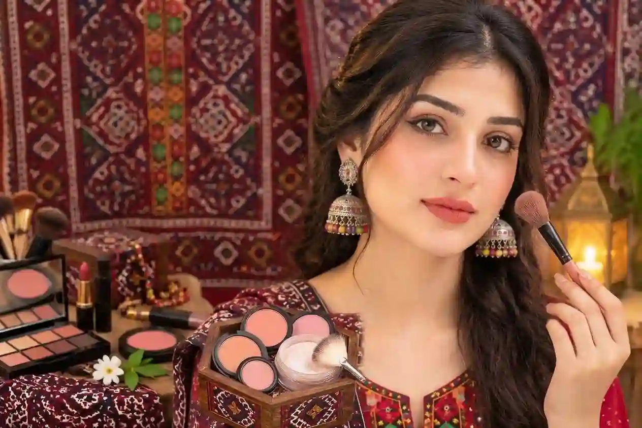 Sindhi Dress Ke Sath Blush Aur Highlighter