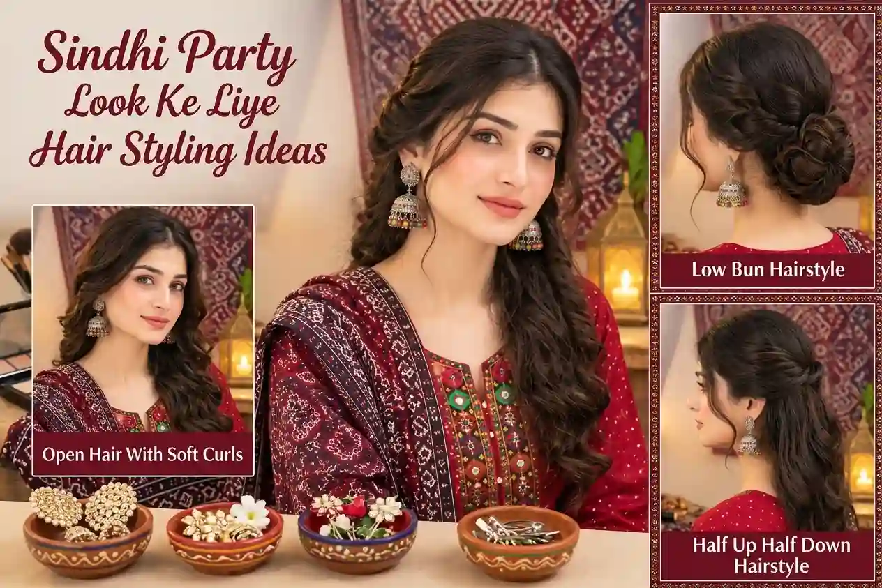 Sindhi Party Look Ke Liye Hair Styling
