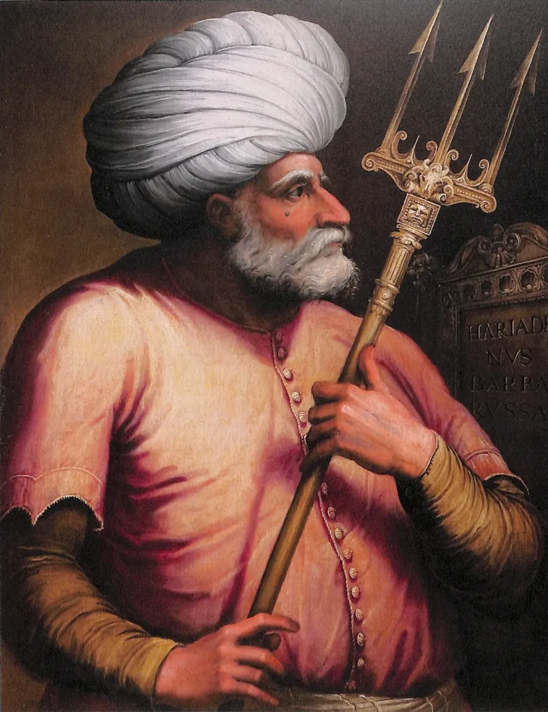 Historical painted portrait of the Ottoman admiral Hayreddin Barbarossa
