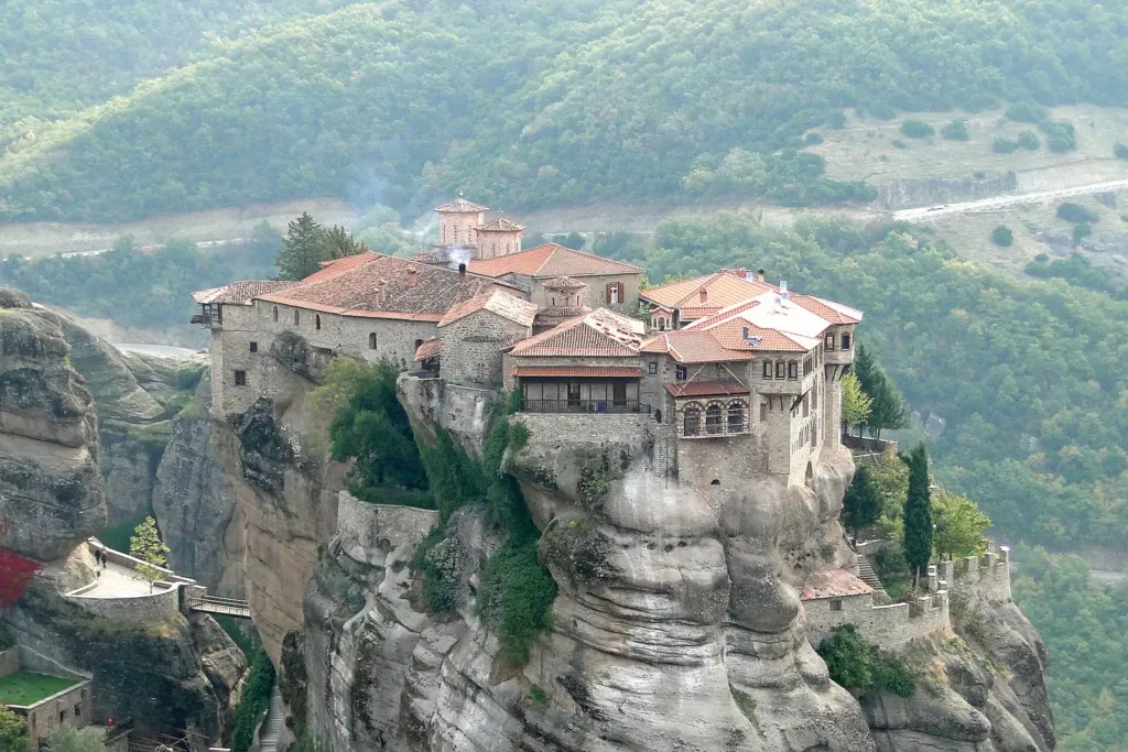 Varlaam Monastery on top of a rock pillar at Meteora, Greece
