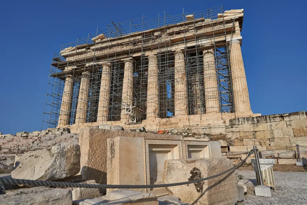 West facade of the Parthenon on the Acropolis of Athens