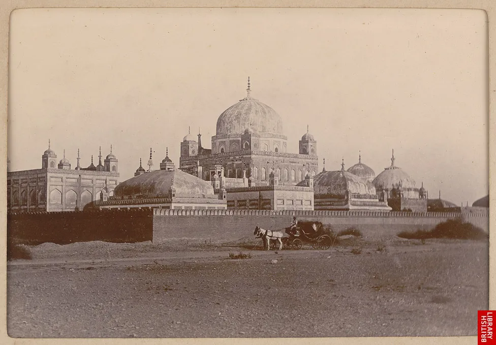 Old photograph of the tombs of the Talpur Mirs at Hyderabad, about 1900
